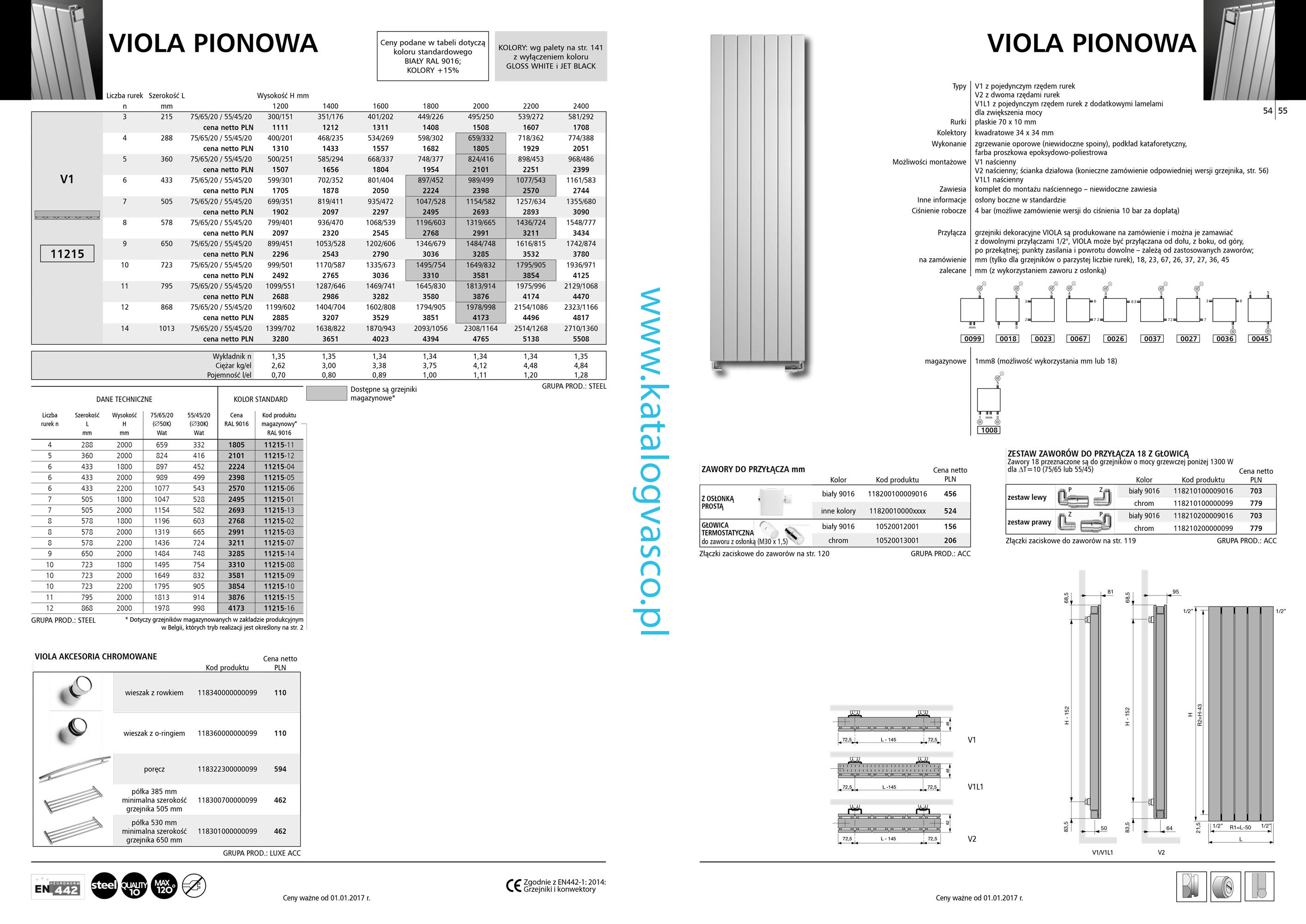 Katalog Vasco 2017 - Grzejnik Viola Pionowa V1