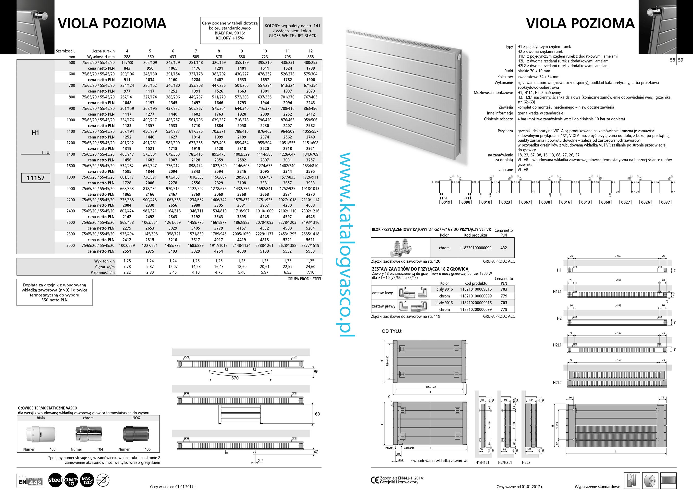 Katalog Vasco 2017 - Grzejnik Viola Pozioma H1